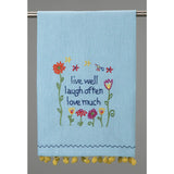 "Live Well" Pom Pom Kitchen Towel