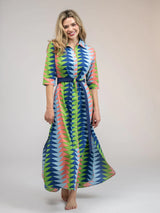 The Eloise Dress | Tropical Blockprint Bagru Triangle