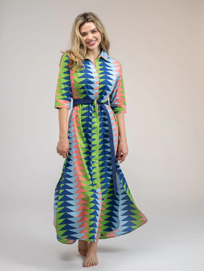 The Eloise Dress | Tropical Blockprint Bagru Triangle