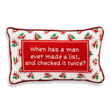 "Check it Twice" Needlepoint Pillow