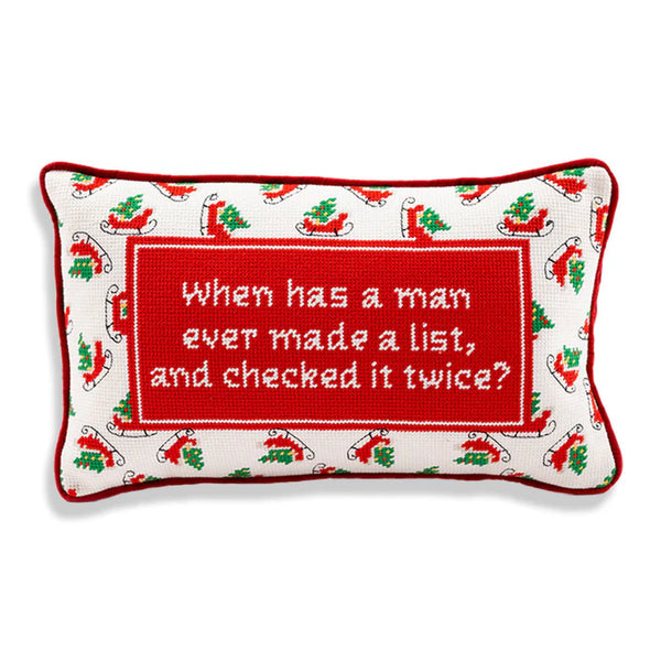 "Check it Twice" Needlepoint Pillow