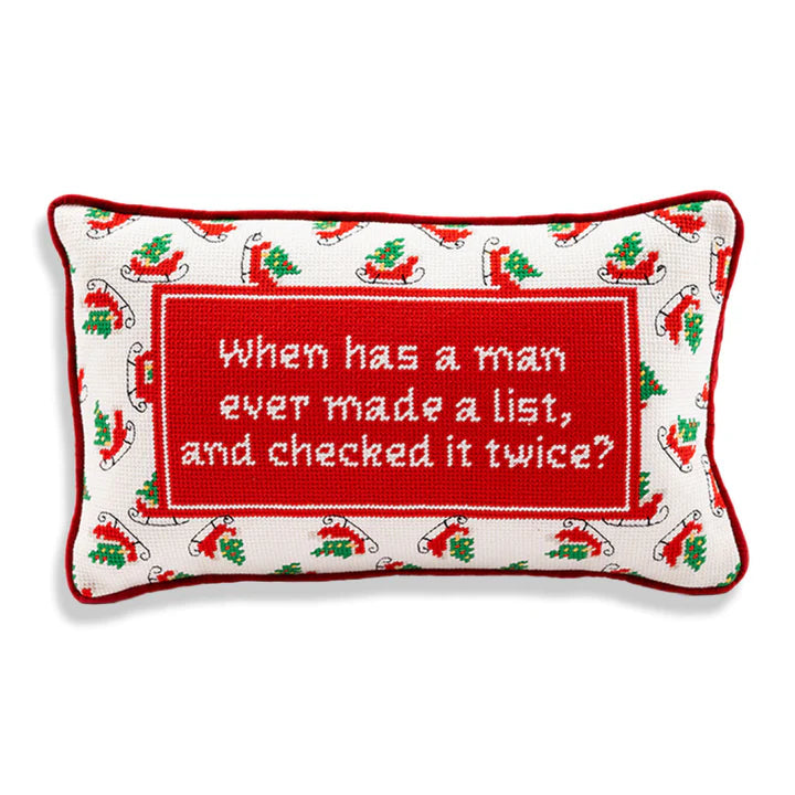 "Check it Twice" Needlepoint Pillow