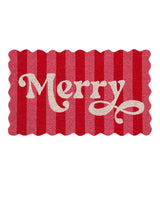 "Merry" Scalloped Doormat in Pink & Red