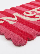 "Merry" Scalloped Doormat in Pink & Red