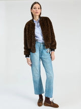 Vilagallo Leopard Print Faux Fur Jacket
