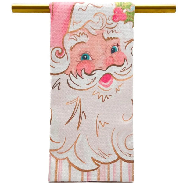 Pretty N Pink Santa Tea Towel