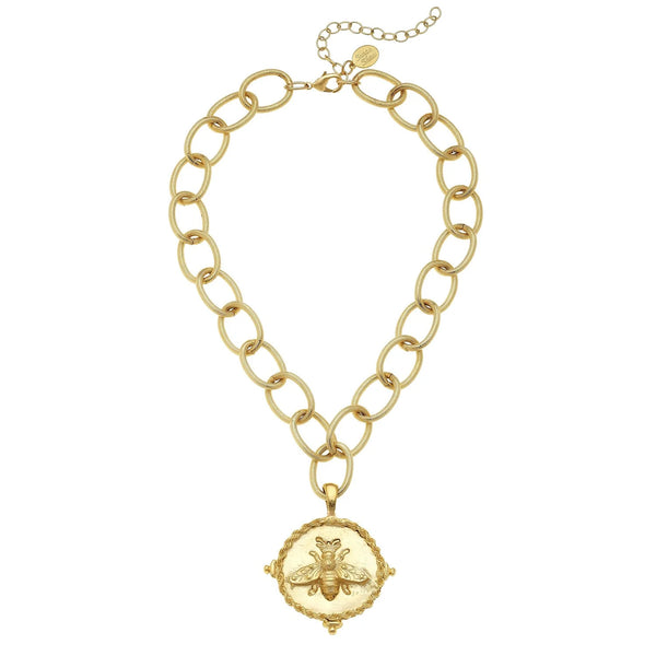 Susan Shaw Gold Bee Rope Pendant Necklace