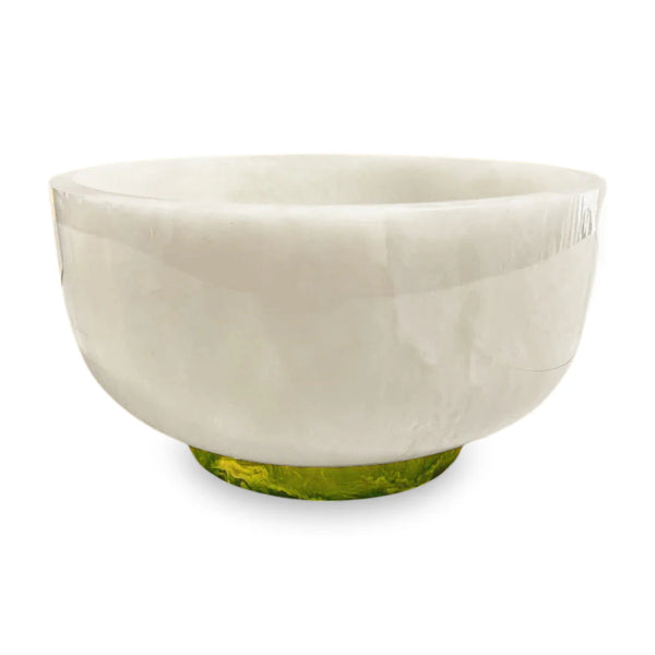 Beatriz Ball RESIN Rio Large Bowl with Base (White and Green)