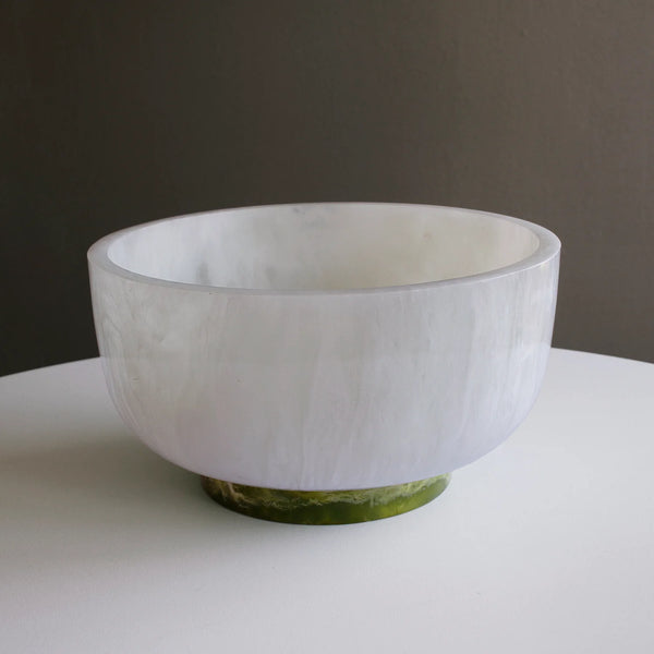 Beatriz Ball RESIN Rio Large Bowl with Base (White and Green)