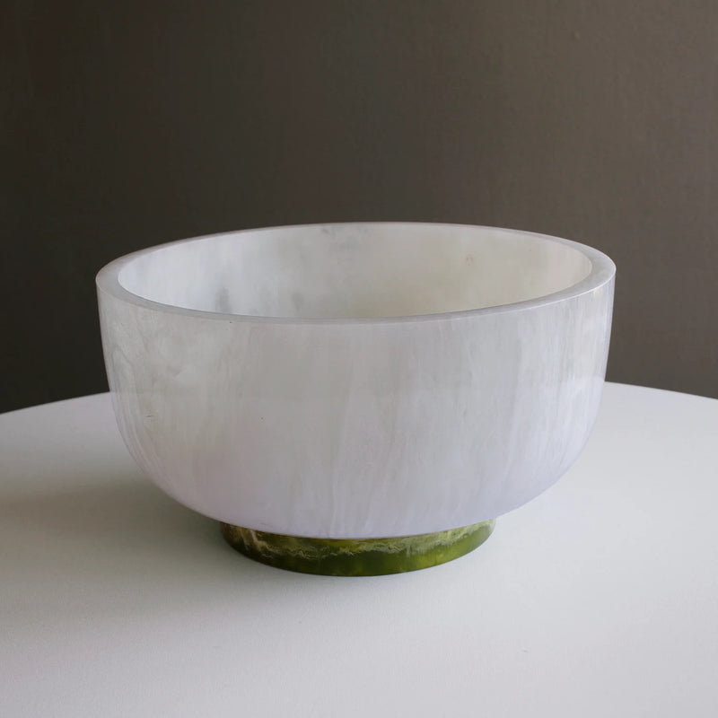 Beatriz Ball RESIN Rio Large Bowl with Base (White and Green)
