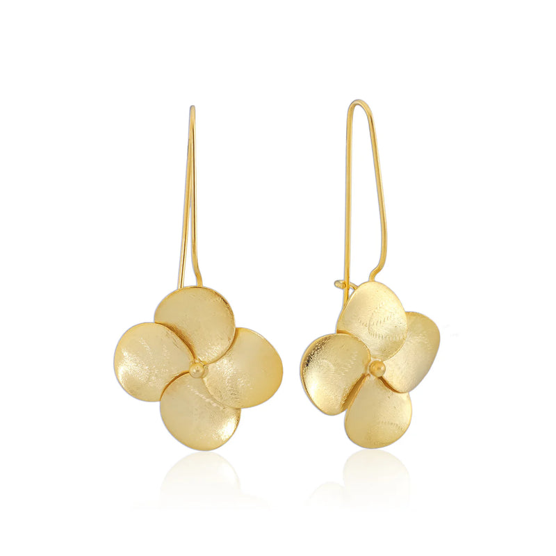 Sheila Fajl Flower Drop Earrings in Brushed 18K Gold Plate