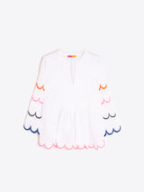 White Blouse with Multicolored Scallops