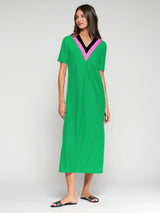 Mari Knit V-Neck Dress in Green
