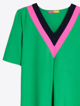 Mari Knit V-Neck Dress in Green