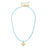 Susan Shaw Gold Cross on Agate Necklace (Three Color Options)