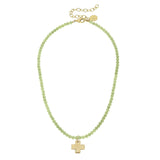 Susan Shaw Gold Cross on Agate Necklace (Three Color Options)