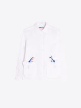 White Blouse with Fish Detailing