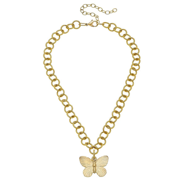 Susan Shaw Gold Butterfly Pendant Chain Necklace