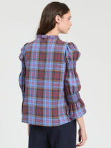 Vilagallo Blue and Pink Plaid Blouse