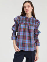 Vilagallo Blue and Pink Plaid Blouse