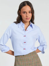 Vilagallo Women's Blue Shirt with Candy Cane Detail