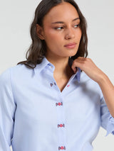 Vilagallo Women's Blue Shirt with Candy Cane Detail