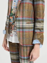 Vilagallo Brown and Blue Plaid Jacket