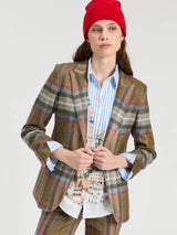 Vilagallo Brown and Blue Plaid Jacket
