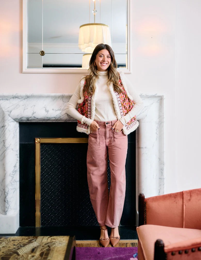 Brooks Avenue Willow Sherpa Vest in Farmhouse Pink