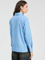 Vilagallo Blue and Green Striped Shirt with Ruffle Pockets