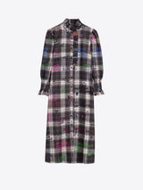 Vilagallo Multicolor Plaid Midi Dress in Plaid Graffiti