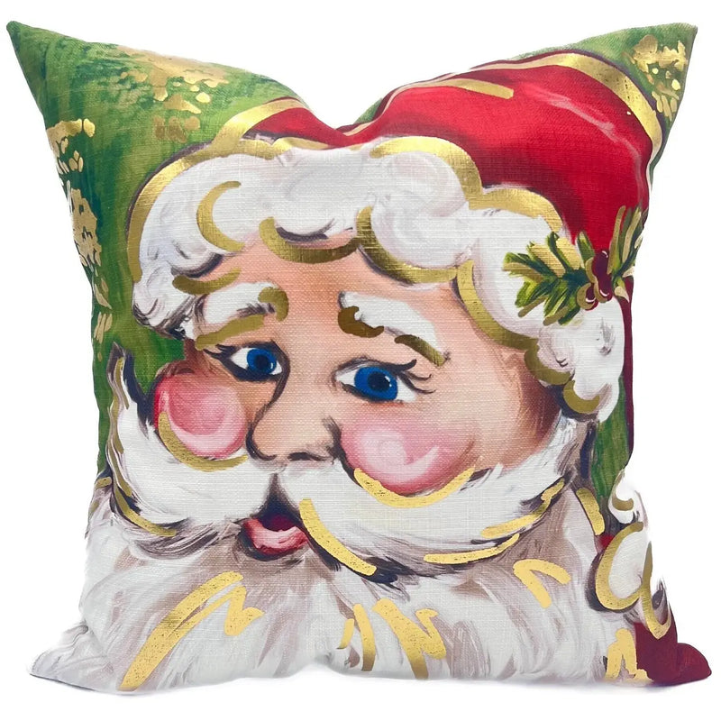 Classic Golden Santa Pillow - Christmas Pillow