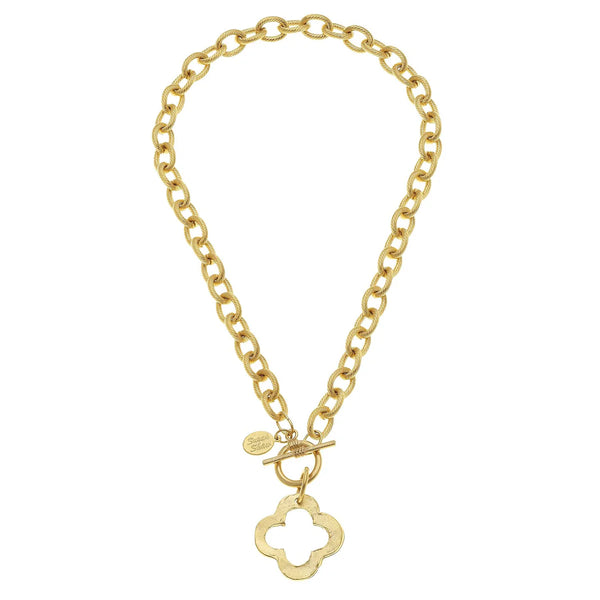 Susan Shaw Open Clover Toggle Necklace