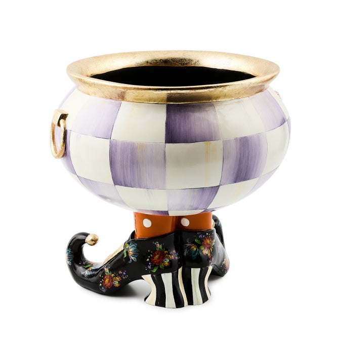 Mackenzie Childs Halloween Fergal Violet Check Cauldron