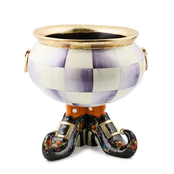 Mackenzie Childs Halloween Fergal Violet Check Cauldron