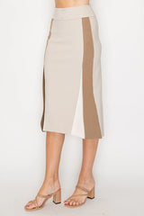JOH Jolene Colorblock Skirt in Beige