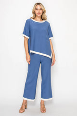 JOH Kiara Crepe Knit Pant in Blue