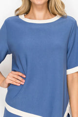 JOH Kaya Crepe Knit Top in Blue