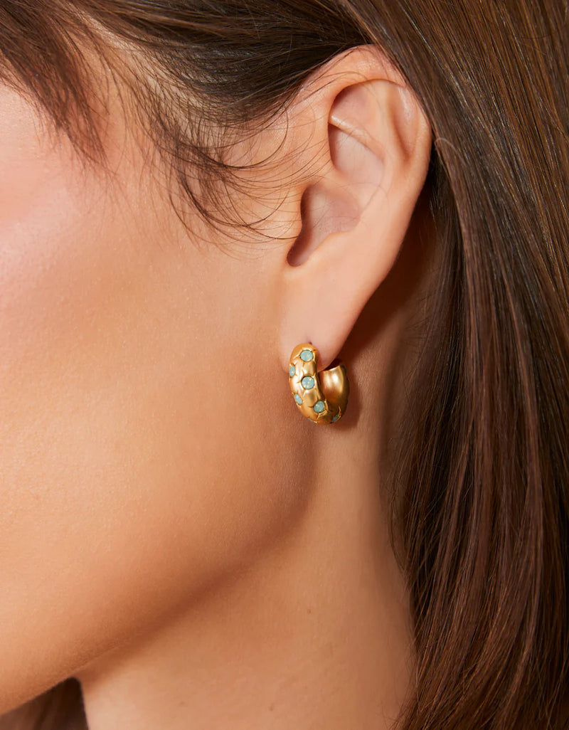 Chubby Hoop Earrings in Sea Foam Gold