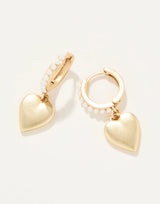 Spartina Pearl Drop Hoop Earrings with Heart