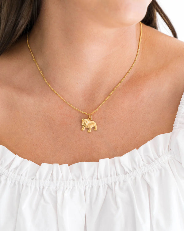 Susan Shaw Dainty Bulldog Necklace in Gold