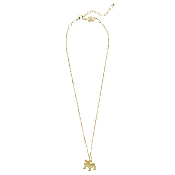 Susan Shaw Dainty Bulldog Necklace in Gold