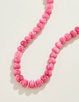Spartina Oval Stone Beaded Necklace - 17" Pink