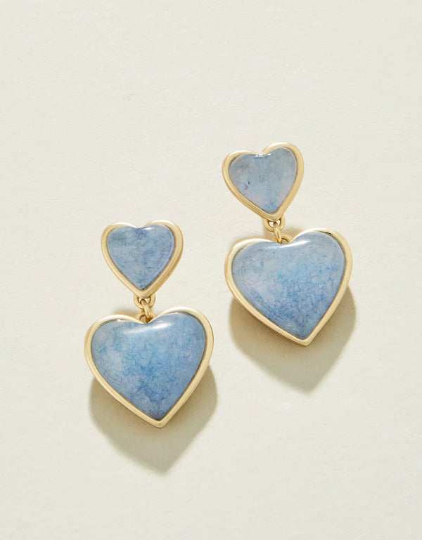 Spartina Full Heart Earrings in Light Blue