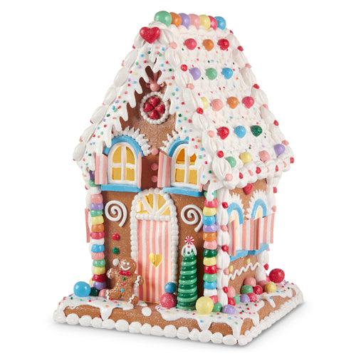 Lighted Gingerbread House 14"
