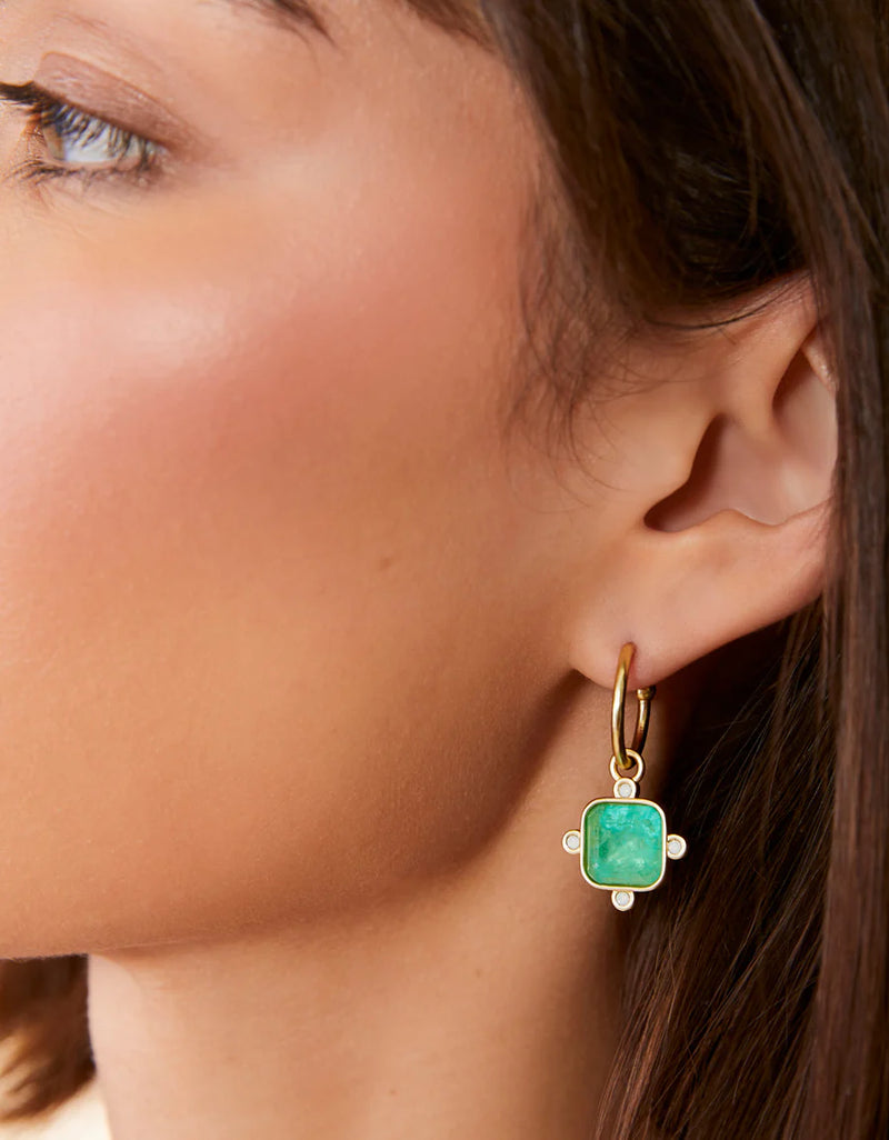 Convertible Hoop Earrings in Ocean Green