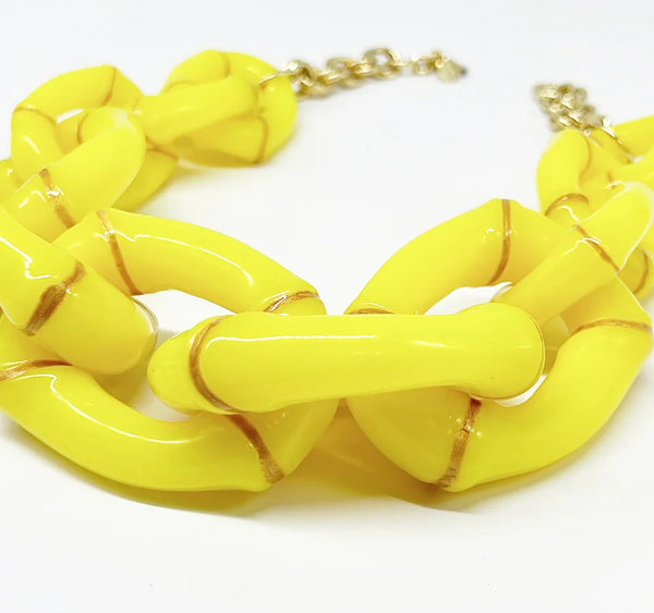 Parker Kennedy - "The Michelle" Bamboo Link Necklace - Yellow or Pink Option
