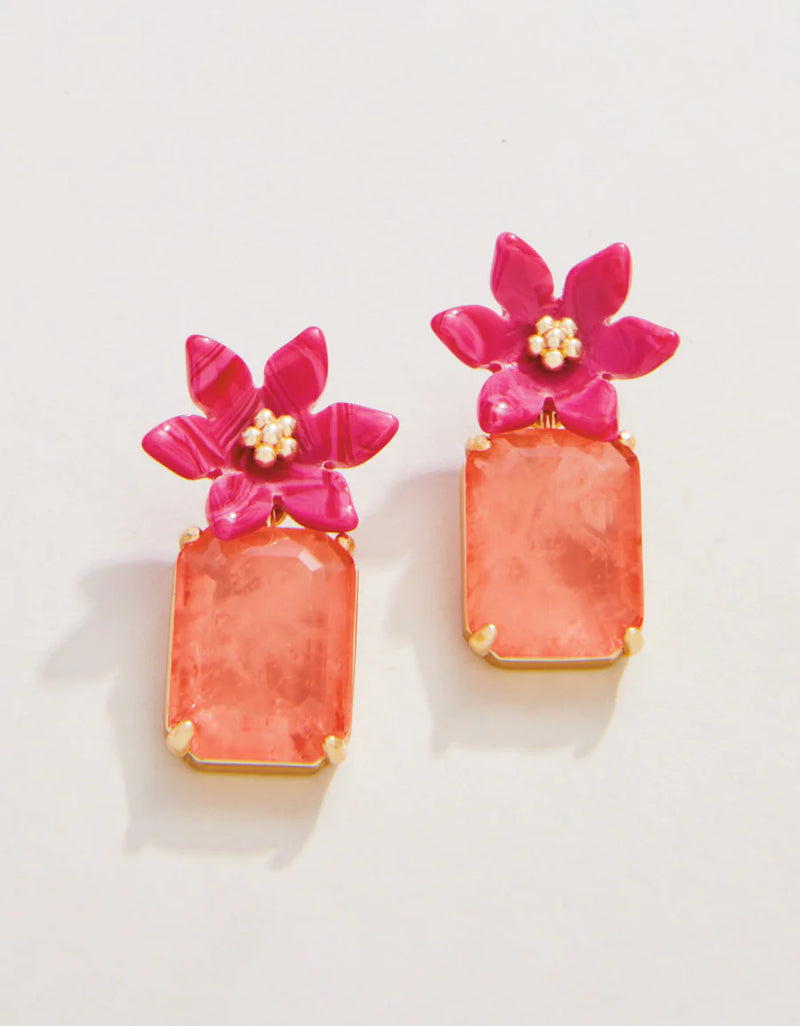 Blooming Gem Earrings in Pink