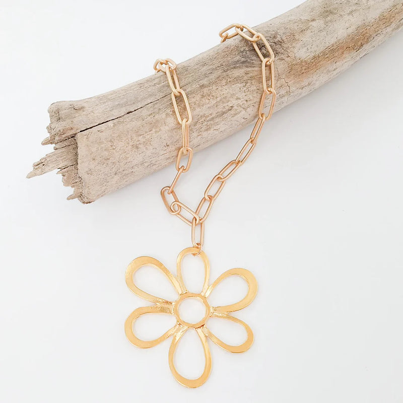 Abstract Daisy on XL Paperclip Necklace