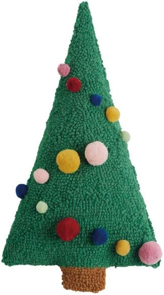 Tree Shaped Pillow with Pom Poms